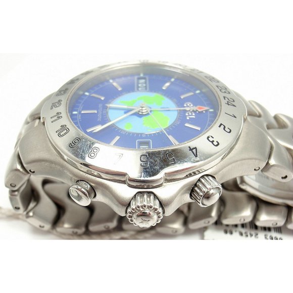 Sharp! Authentic Ebel Stainless Steel Blue Dial Sportwave World Time Watch - Picture 6 of 7